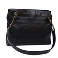 CHANEL Chain Shoulder Bag Leather Black Gold CC 88658A