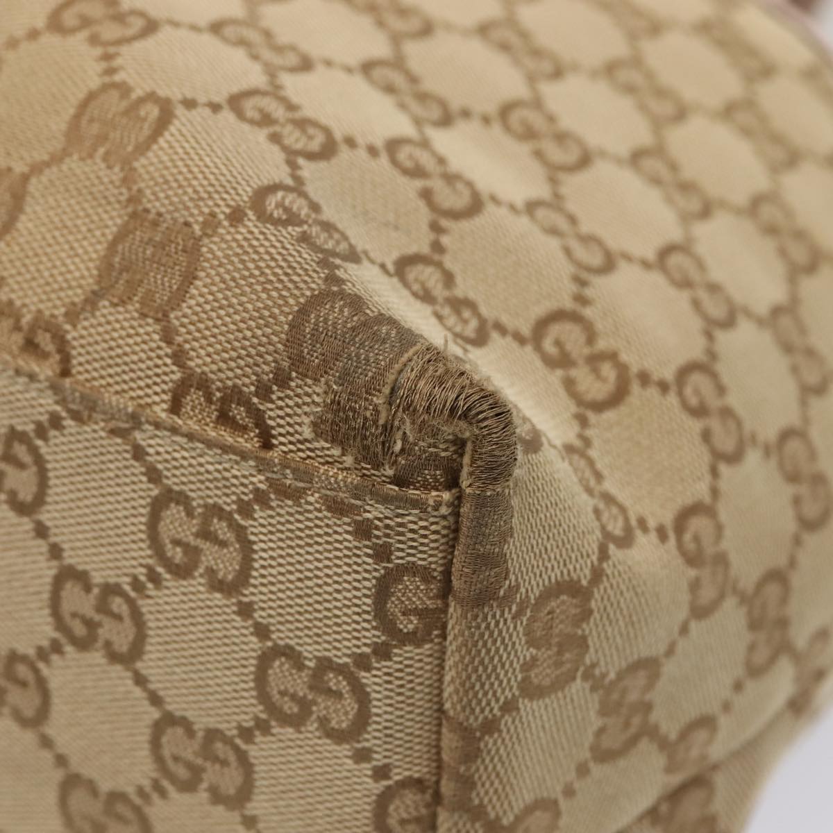 GUCCI GG Canvas Tote Bag Beige Silver 155524 88661