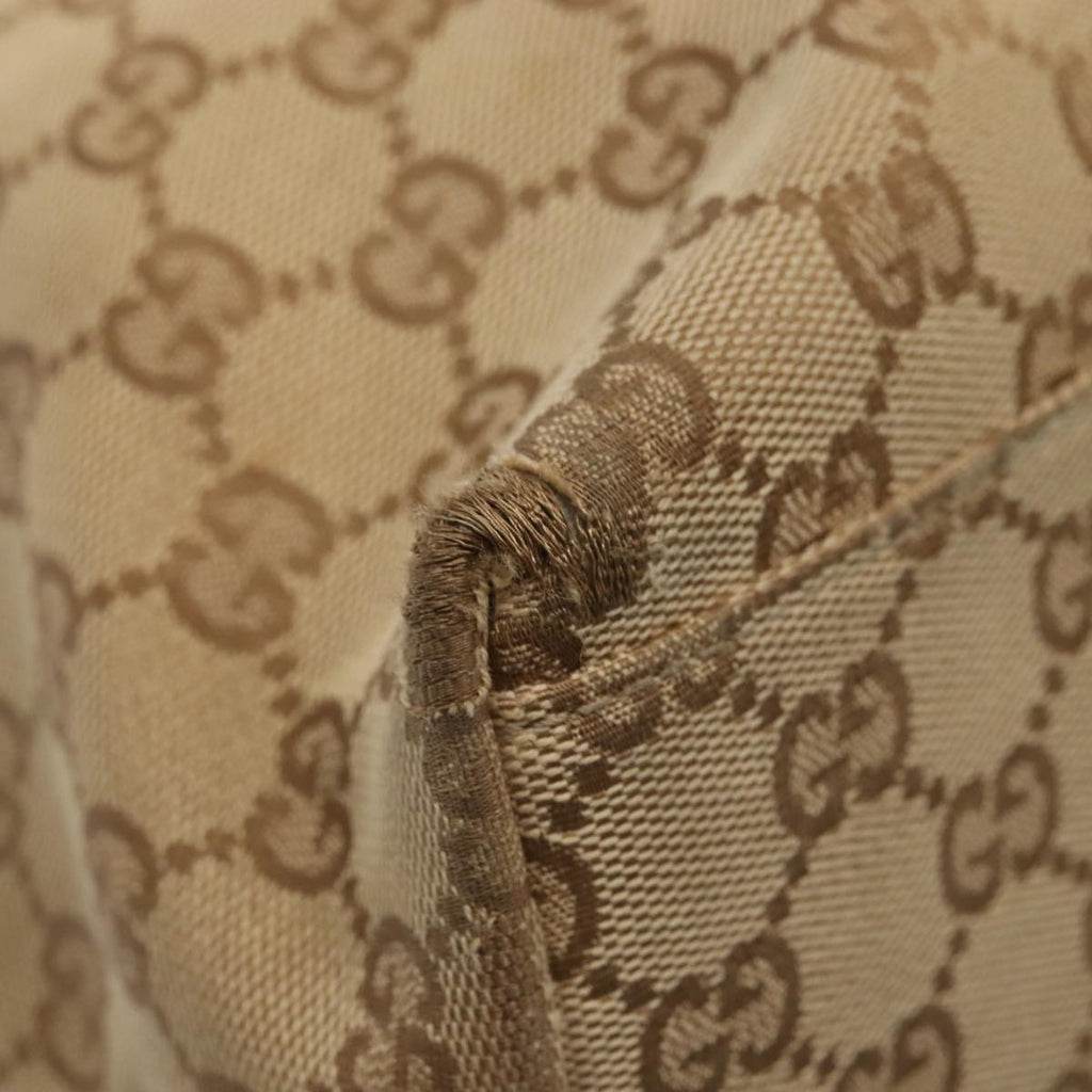 GUCCI GG Canvas Tote Bag Beige Silver 155524 88661