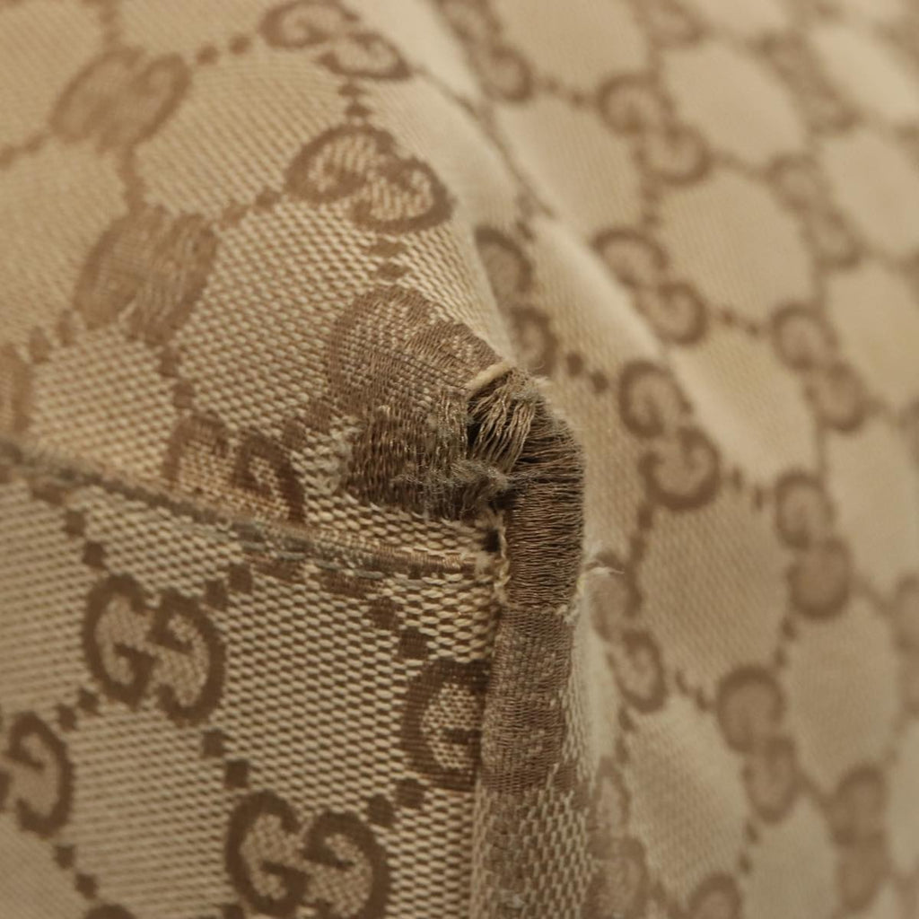 GUCCI GG Canvas Tote Bag Beige Silver 155524 88661