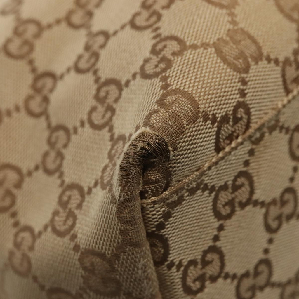 GUCCI GG Canvas Tote Bag Beige Silver 155524 88661