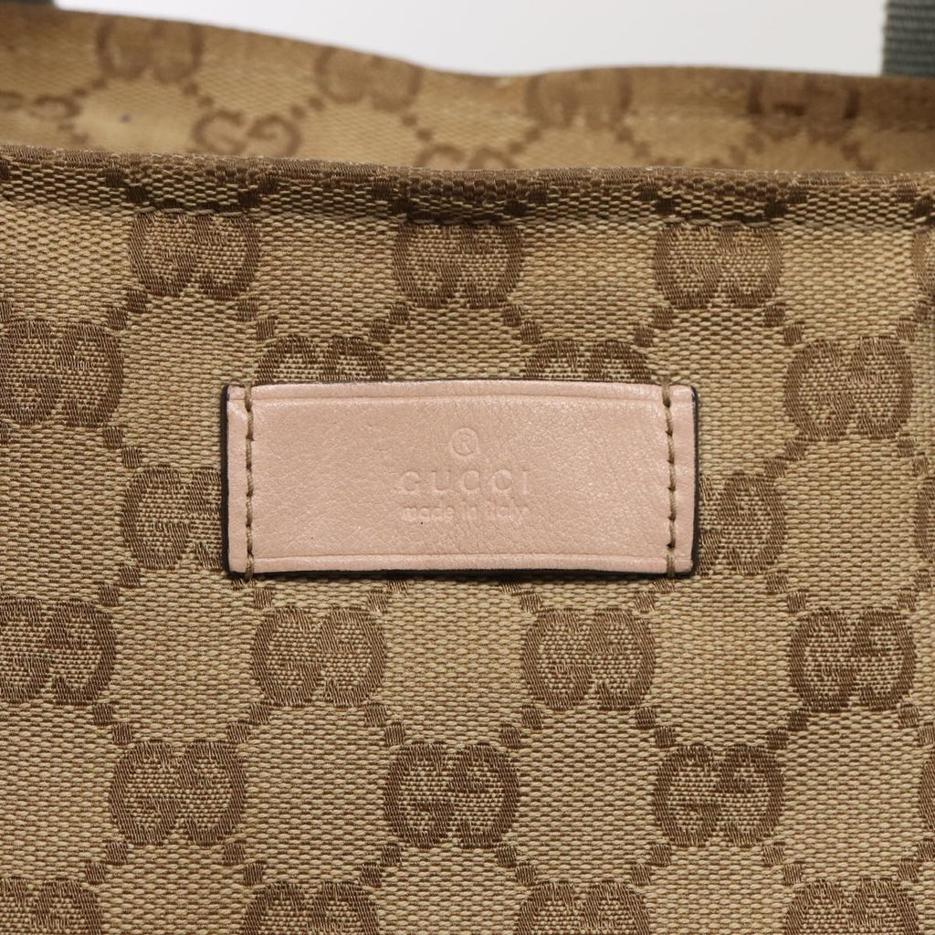 GUCCI GG Canvas Tote Bag Beige Silver 155524 88661