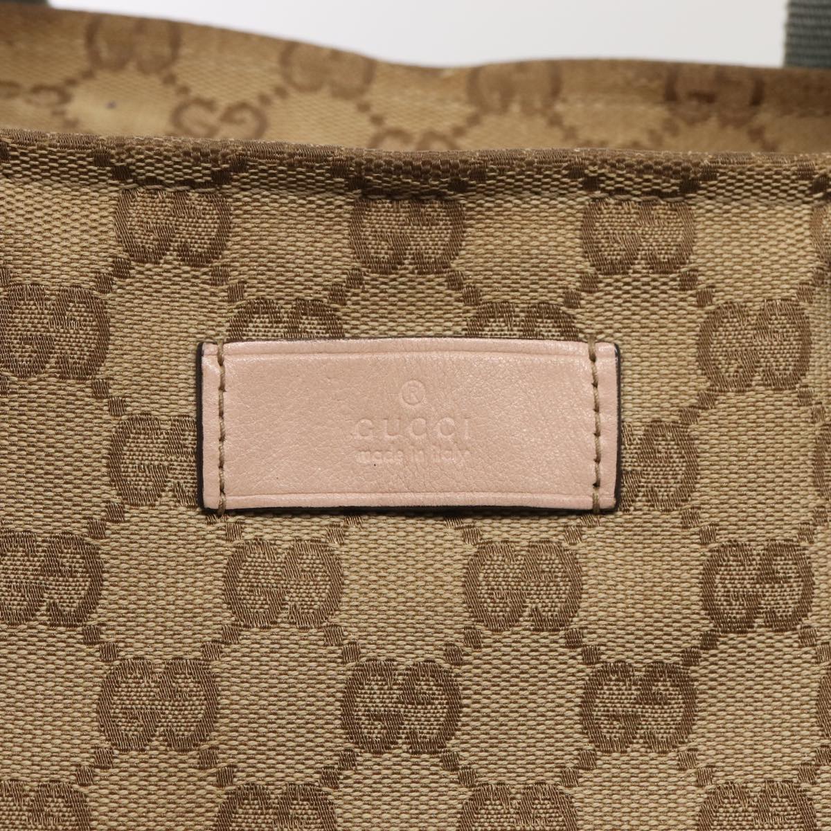 GUCCI GG Canvas Tote Bag Beige Silver 155524 88661