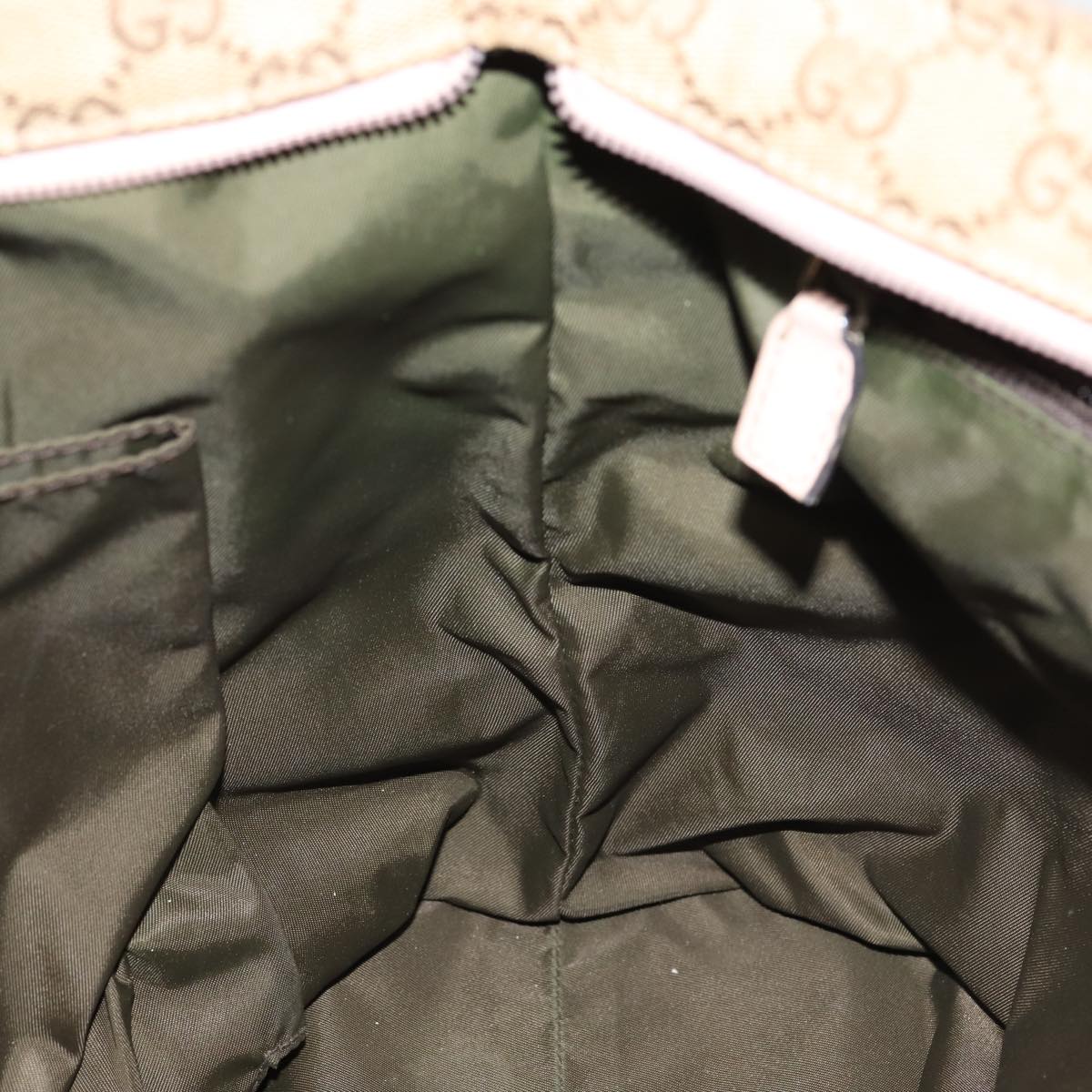 GUCCI GG Canvas Tote Bag Beige Silver 155524 88661