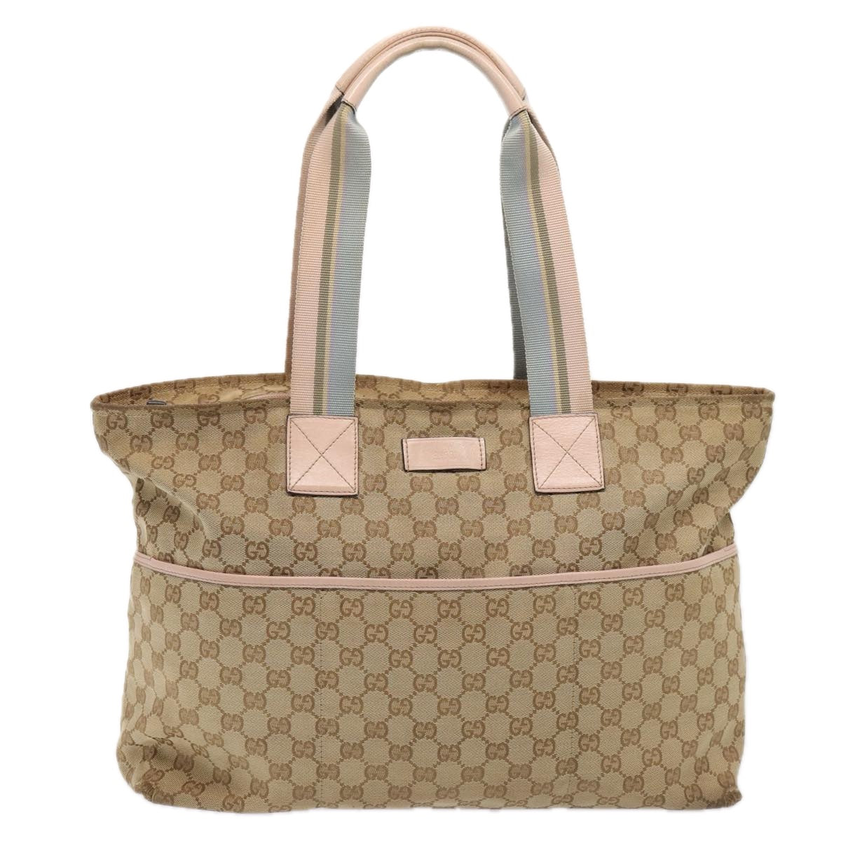 GUCCI GG Canvas Tote Bag Beige Silver 155524 88661