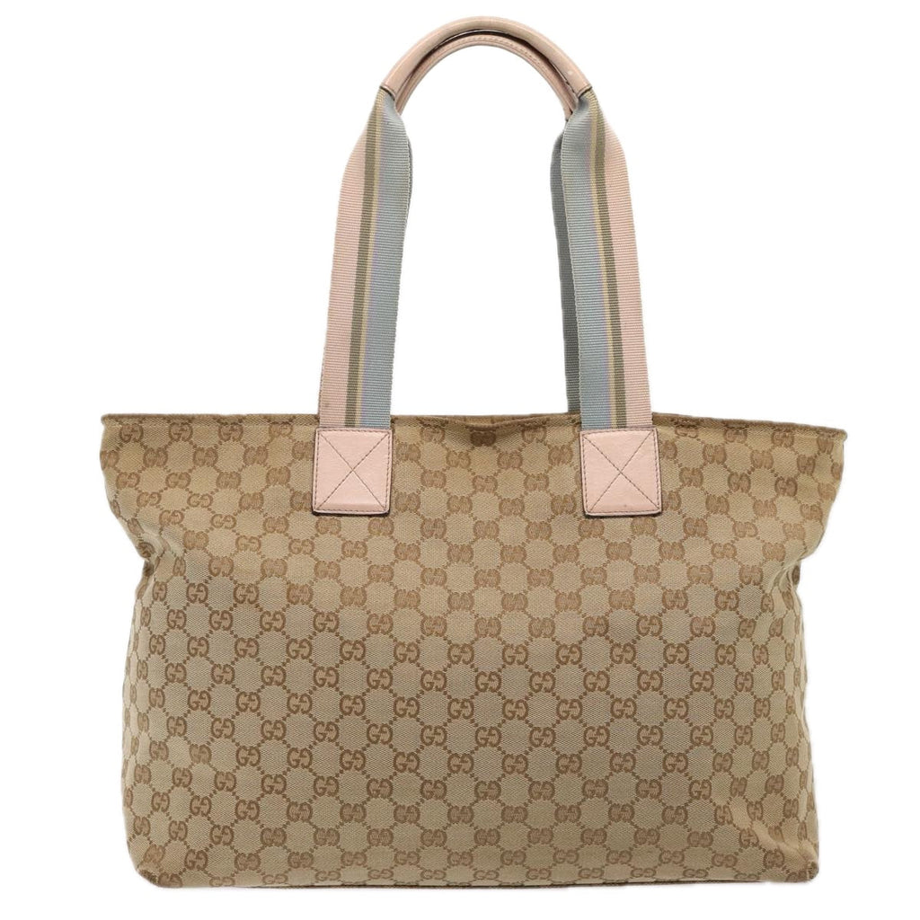 GUCCI GG Canvas Tote Bag Beige Silver 155524 88661