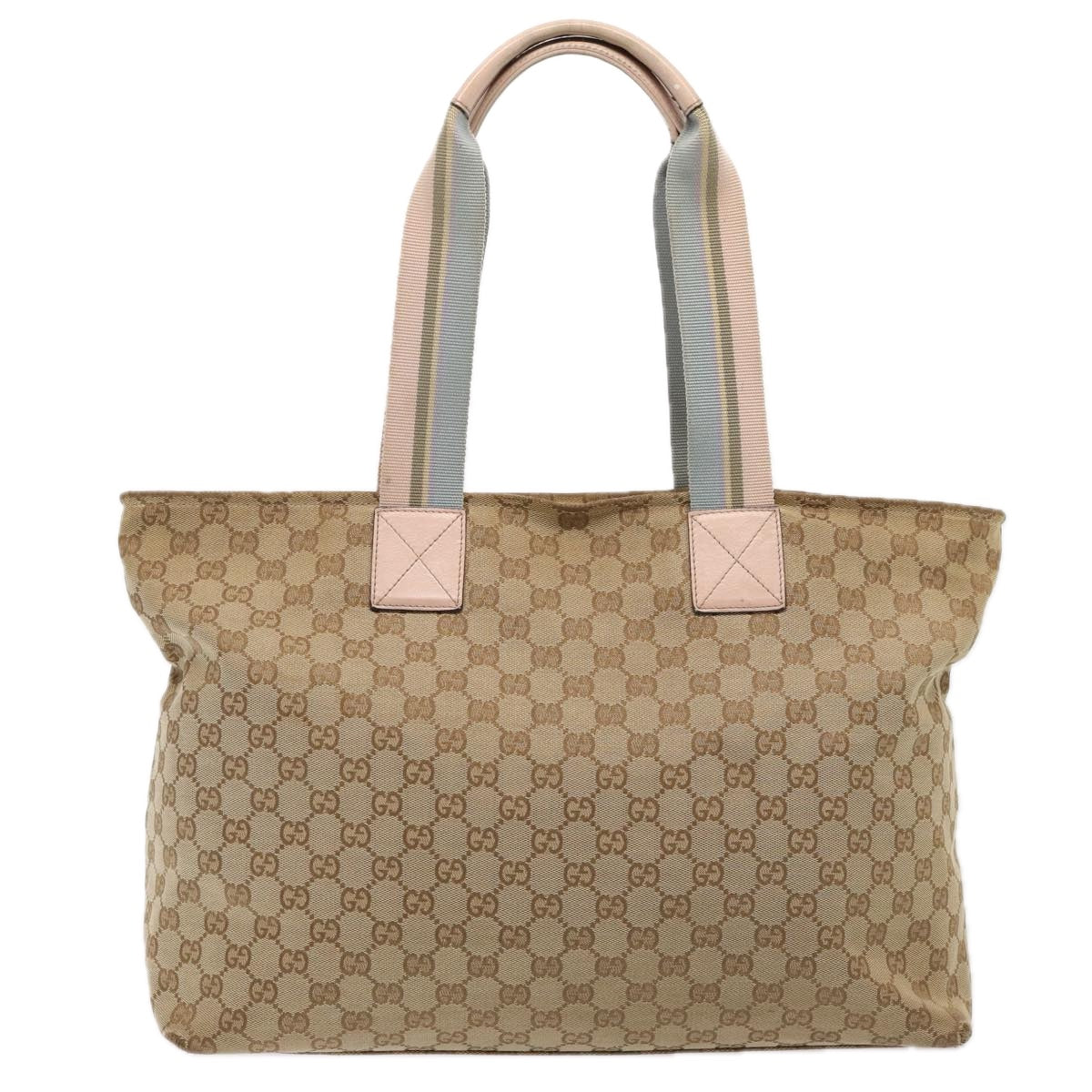 GUCCI GG Canvas Tote Bag Beige Silver 155524 88661