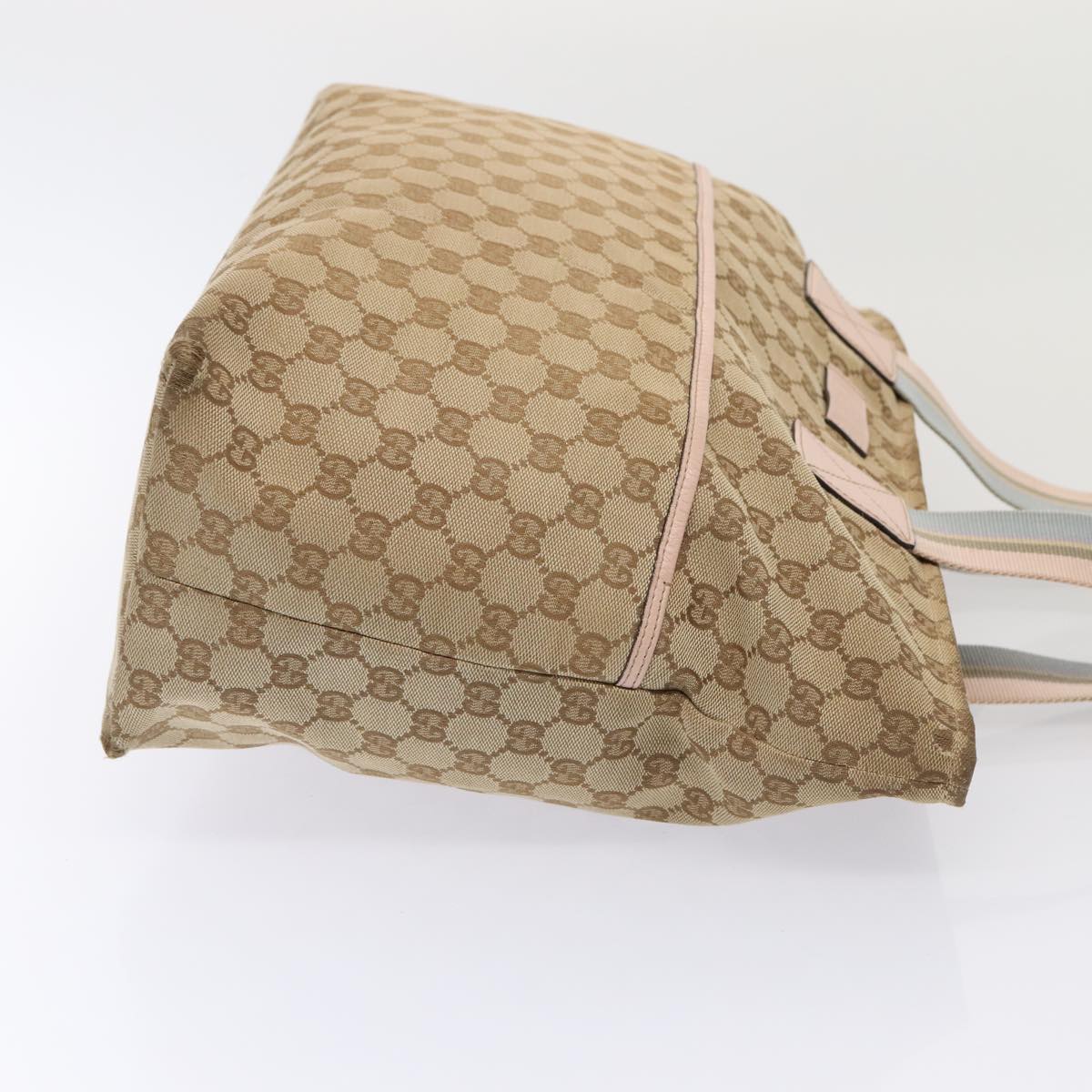 GUCCI GG Canvas Tote Bag Beige Silver 155524 88661
