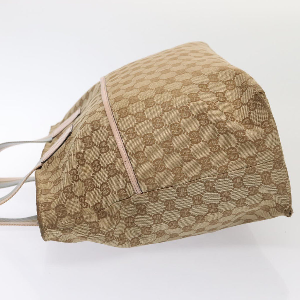 GUCCI GG Canvas Tote Bag Beige Silver 155524 88661