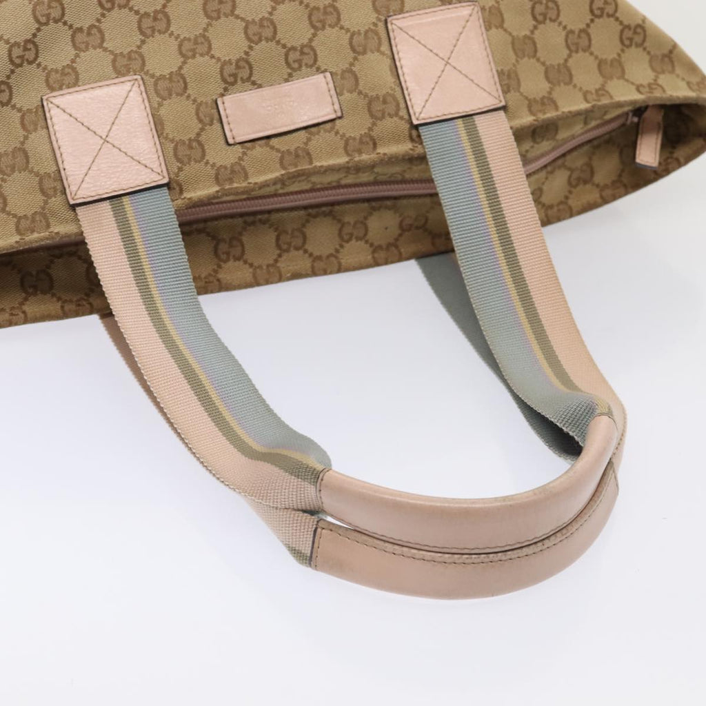 GUCCI GG Canvas Tote Bag Beige Silver 155524 88661