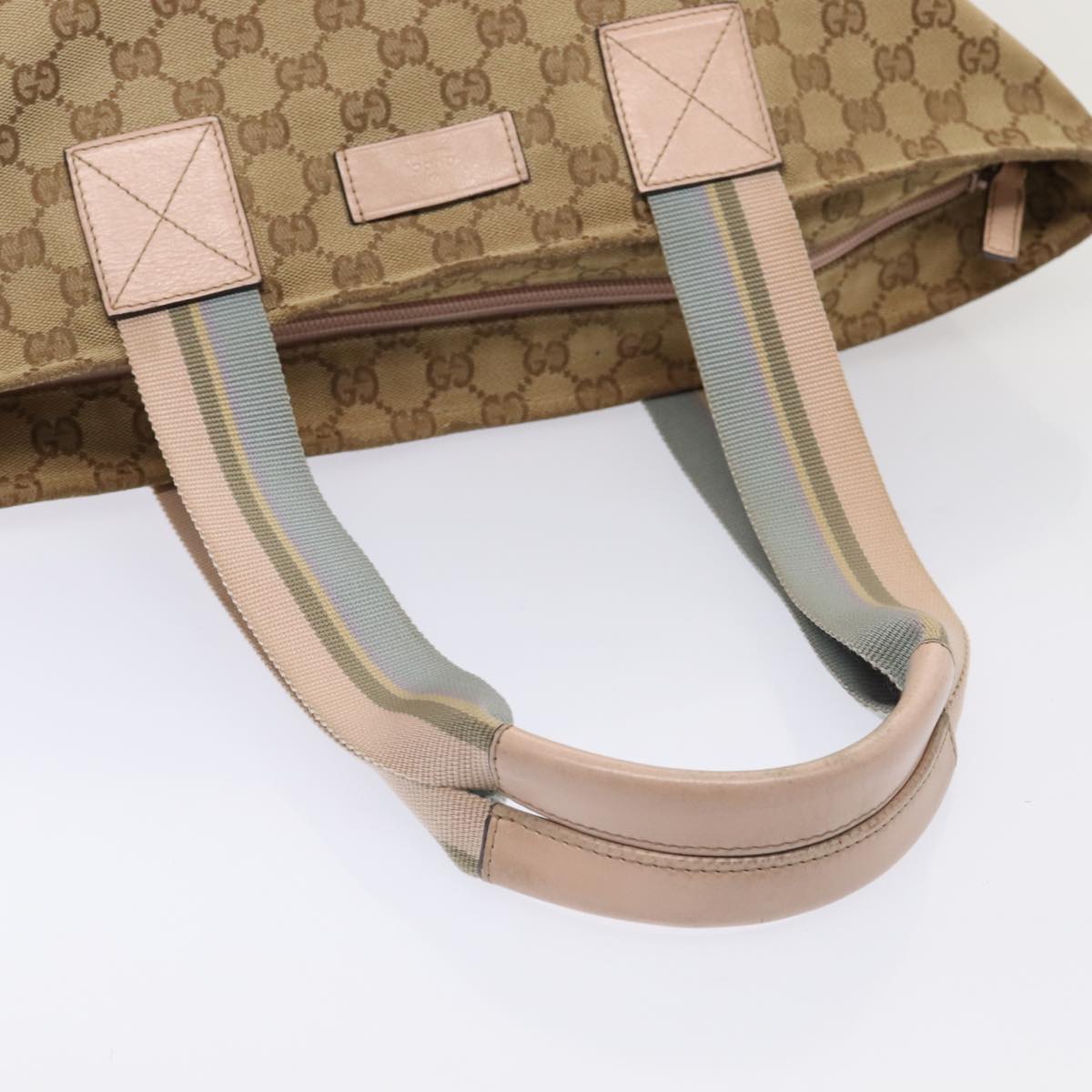 GUCCI GG Canvas Tote Bag Beige Silver 155524 88661
