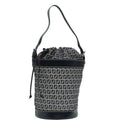 FENDI Zucchino Canvas Shoulder Bag Navy Silver 88663