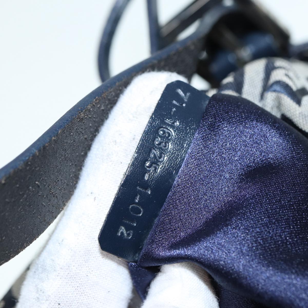 FENDI Zucchino Canvas Shoulder Bag Navy Silver 88663