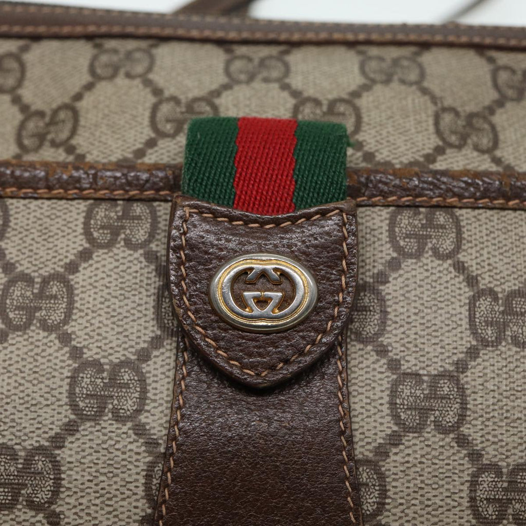GUCCI GG Supreme Web Sherry Line Shoulder Bag PVC Beige 89 02 032 88669