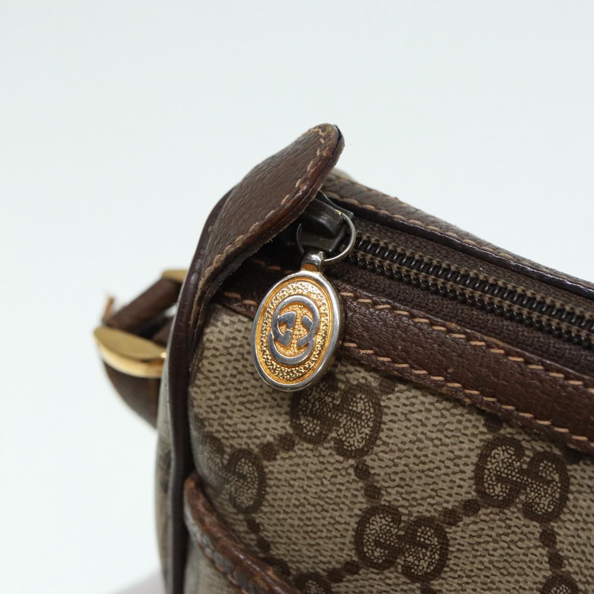 GUCCI GG Supreme Web Sherry Line Shoulder Bag PVC Beige 89 02 032 88669