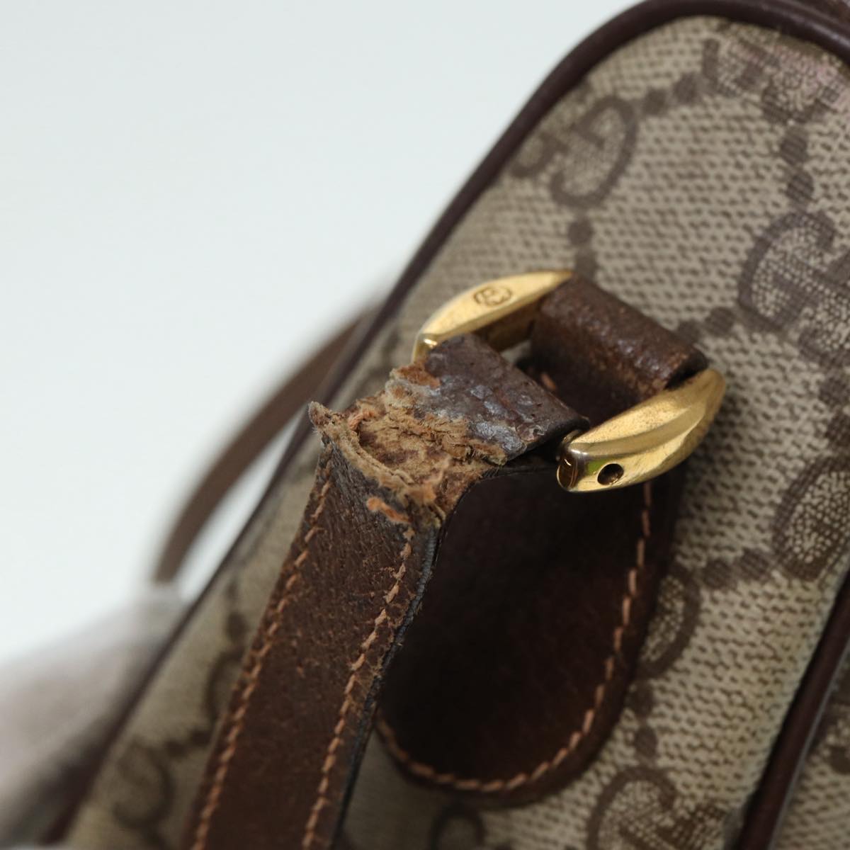 GUCCI GG Supreme Web Sherry Line Shoulder Bag PVC Beige 89 02 032 88669