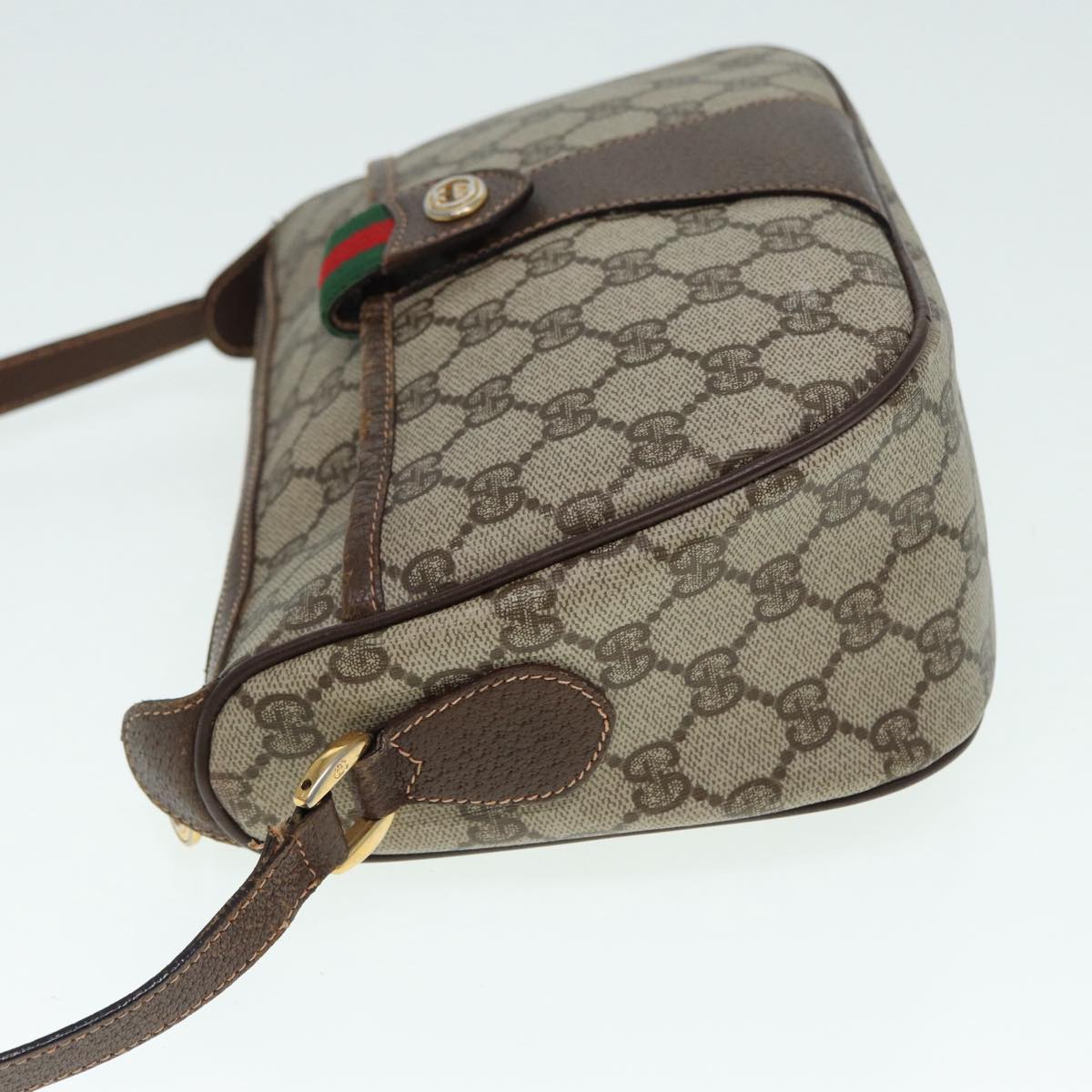 GUCCI GG Supreme Web Sherry Line Shoulder Bag PVC Beige 89 02 032 88669
