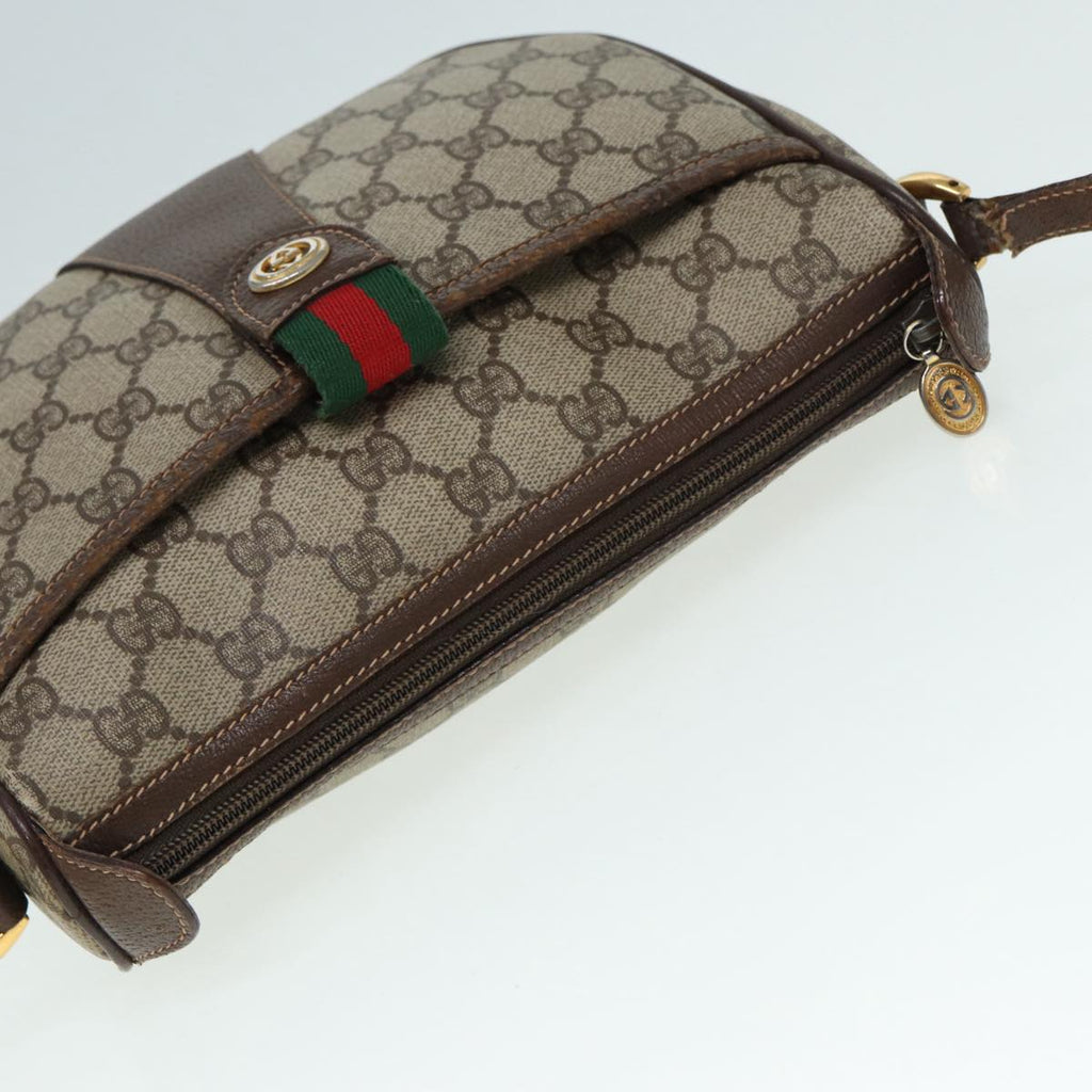 GUCCI GG Supreme Web Sherry Line Shoulder Bag PVC Beige 89 02 032 88669