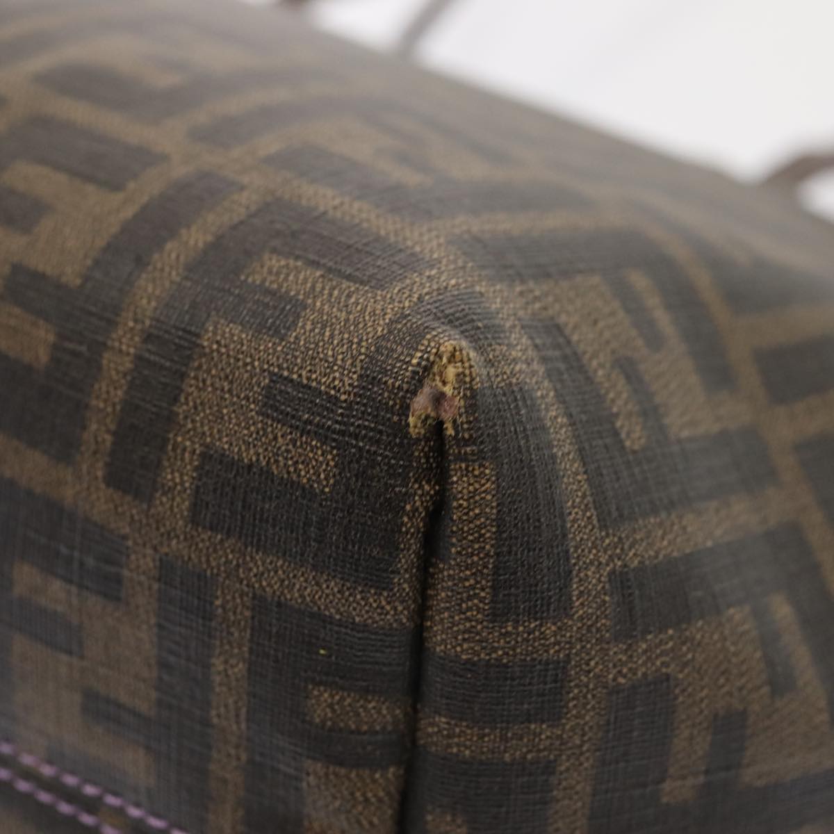 FENDI Zucca Canvas Tote Bag Brown Black 88673