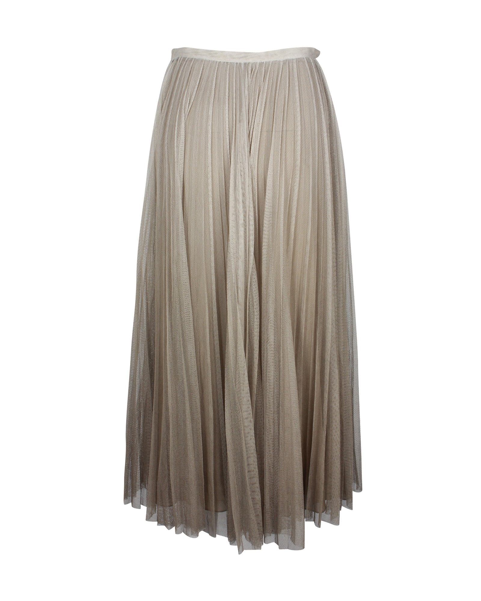 Dior Pleated Gradient Maxi Skirt in Beige Silk & Tulle