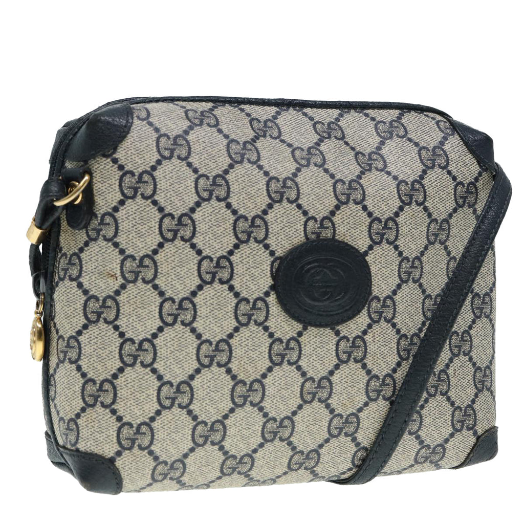 GUCCI GG Supreme Shoulder Bag PVC Leather Navy Gold 007 58 0093 88691