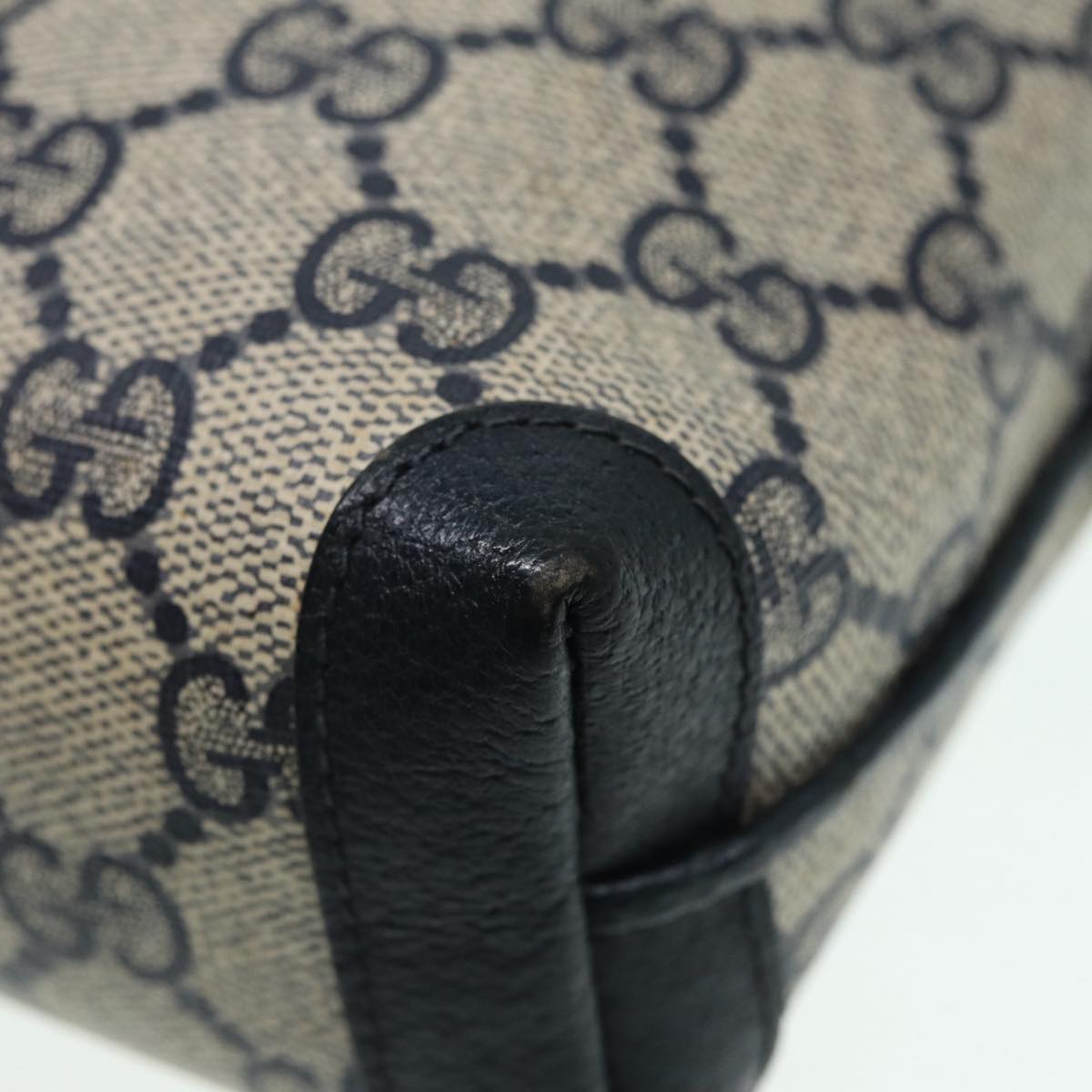 GUCCI GG Supreme Shoulder Bag PVC Leather Navy Gold 007 58 0093 88691