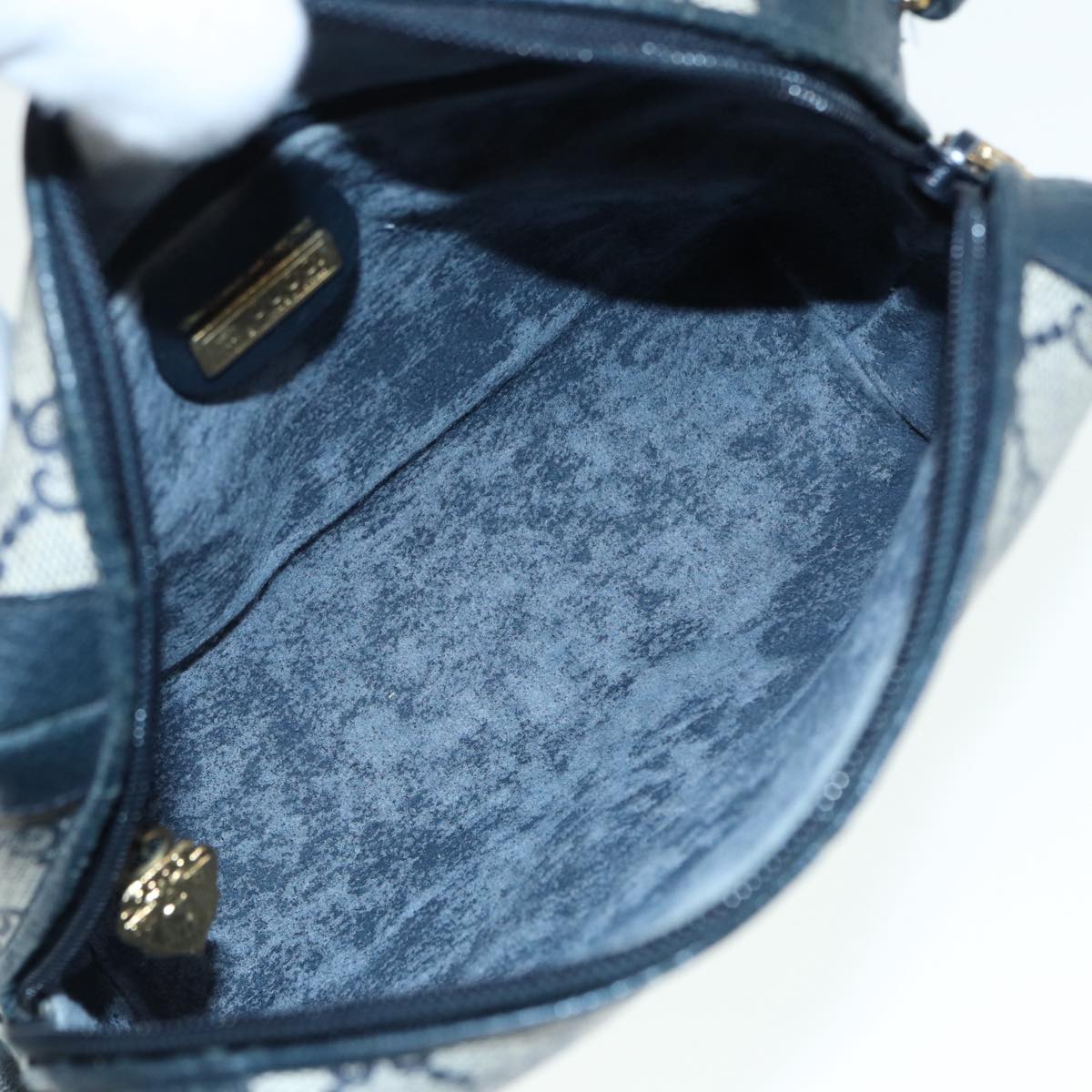 GUCCI GG Supreme Shoulder Bag PVC Leather Navy Gold 007 58 0093 88691