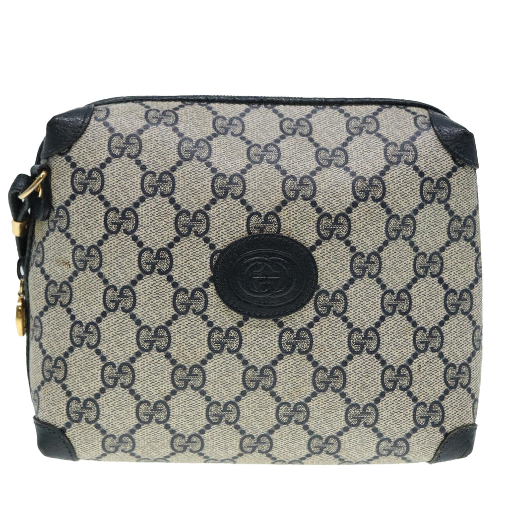 GUCCI GG Supreme Shoulder Bag PVC Leather Navy Gold 007 58 0093 88691