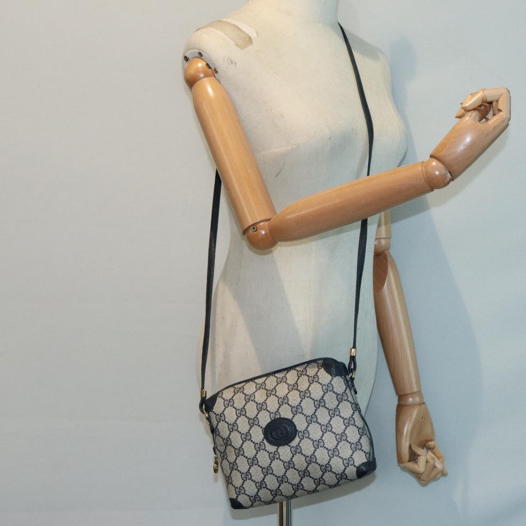 GUCCI GG Supreme Shoulder Bag PVC Leather Navy Gold 007 58 0093 88691