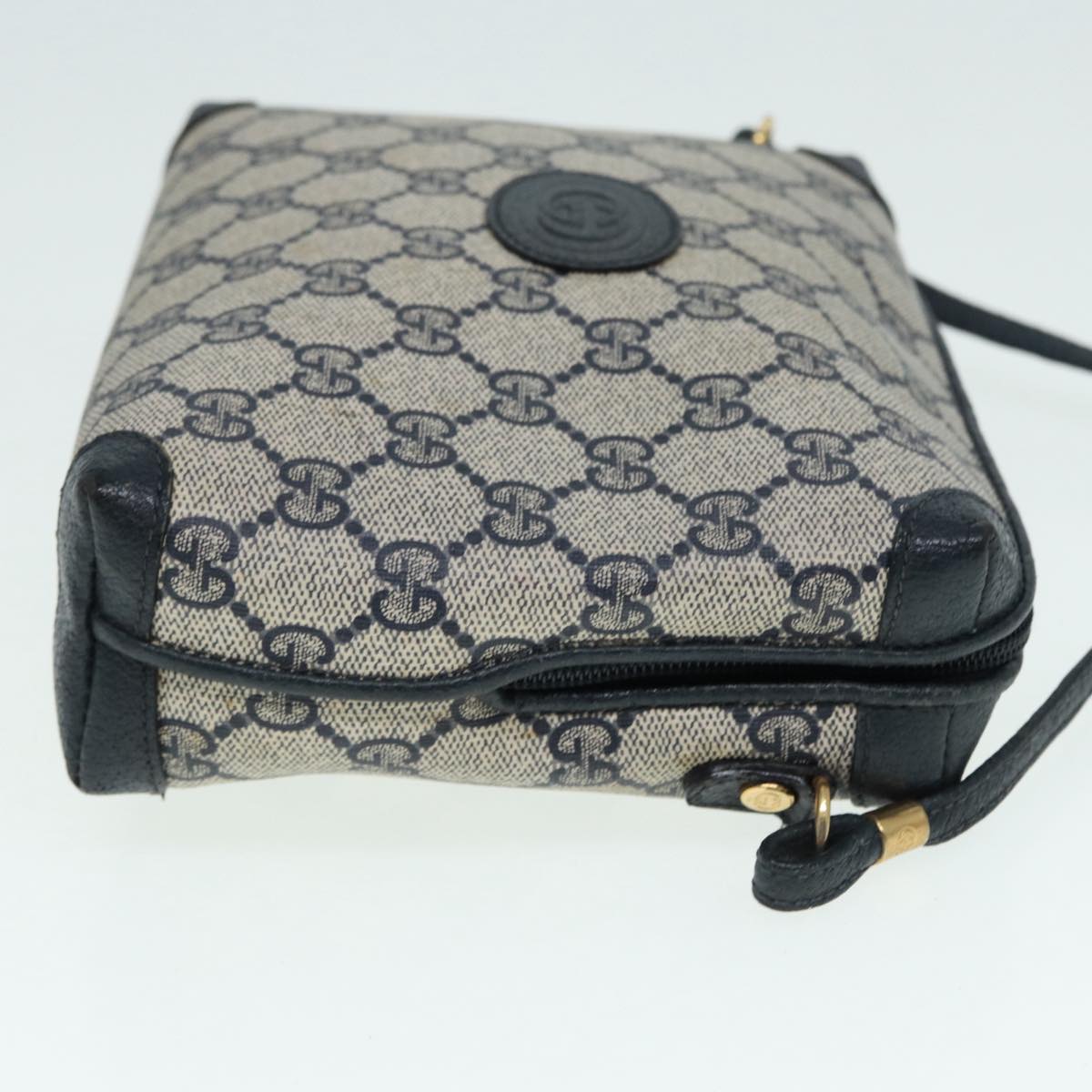 GUCCI GG Supreme Shoulder Bag PVC Leather Navy Gold 007 58 0093 88691