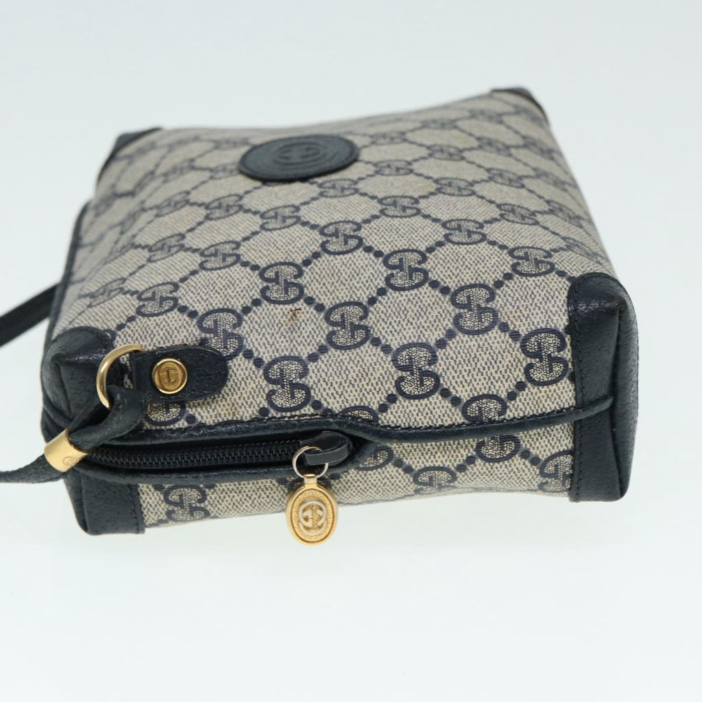 GUCCI GG Supreme Shoulder Bag PVC Leather Navy Gold 007 58 0093 88691