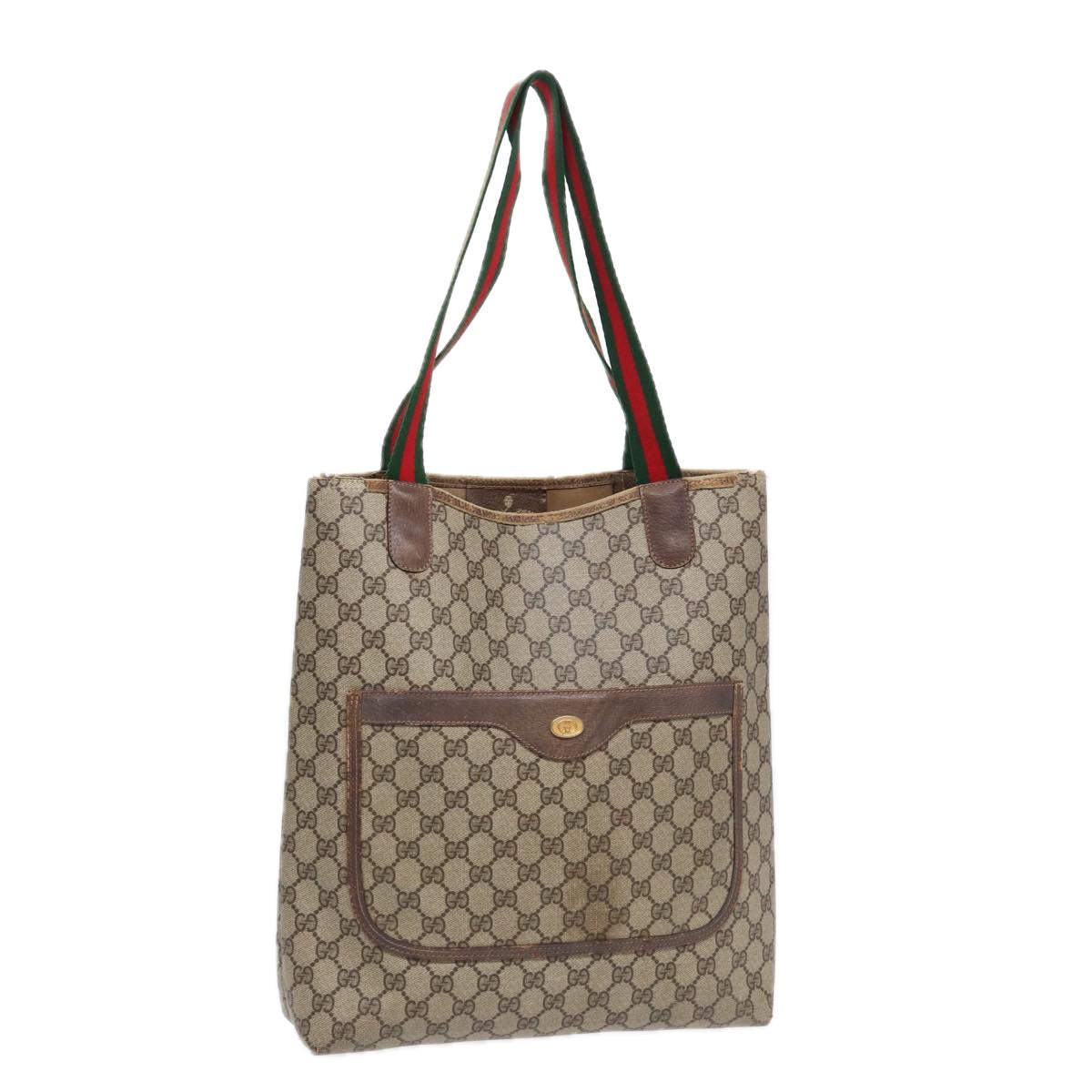 GUCCI GG Supreme Web Sherry Line Tote Bag PVC Beige Gold 39 02 003 88693