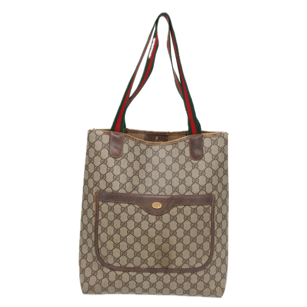 GUCCI GG Supreme Web Sherry Line Tote Bag PVC Beige Gold 39 02 003 88693