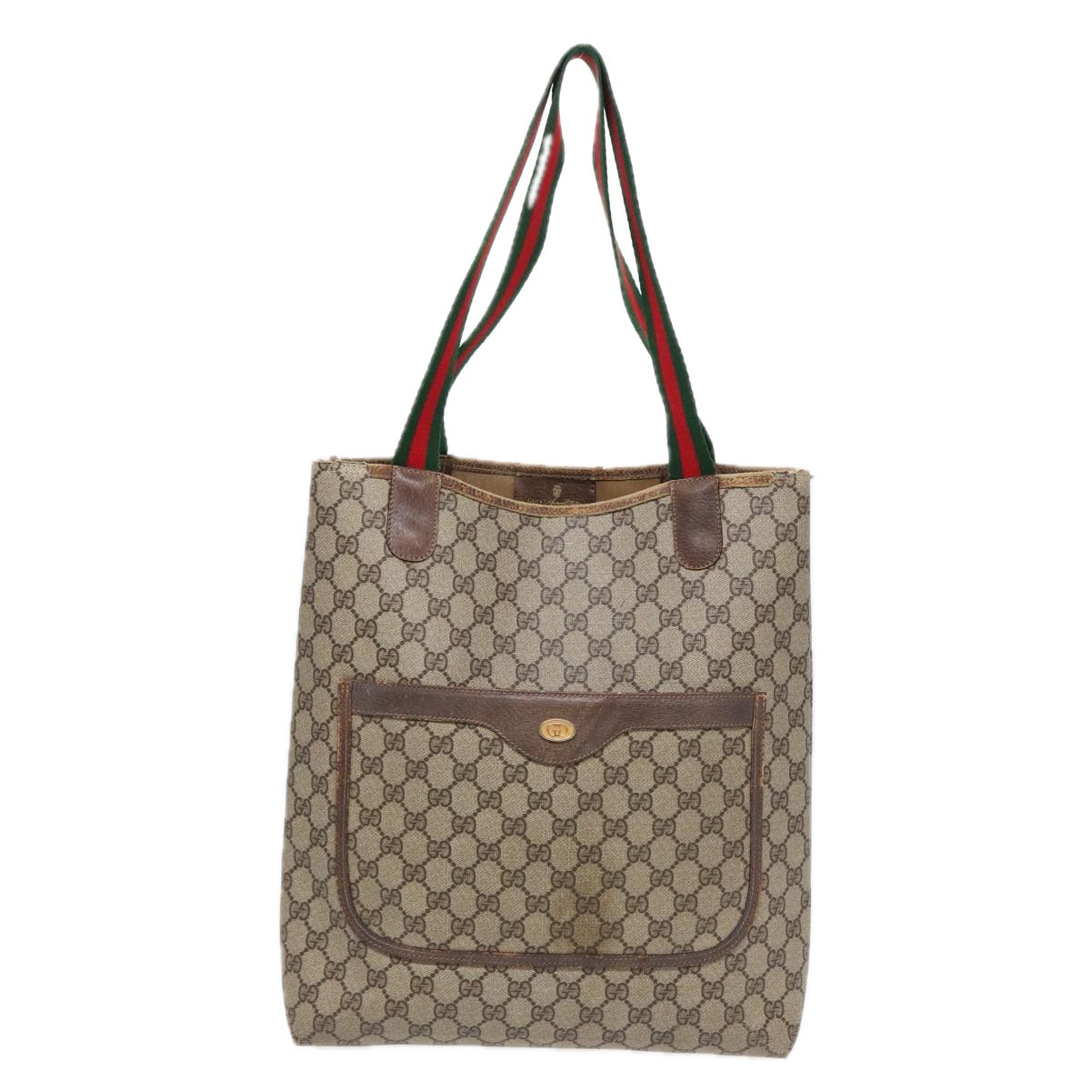 GUCCI GG Supreme Web Sherry Line Tote Bag PVC Beige Gold 39 02 003 88693