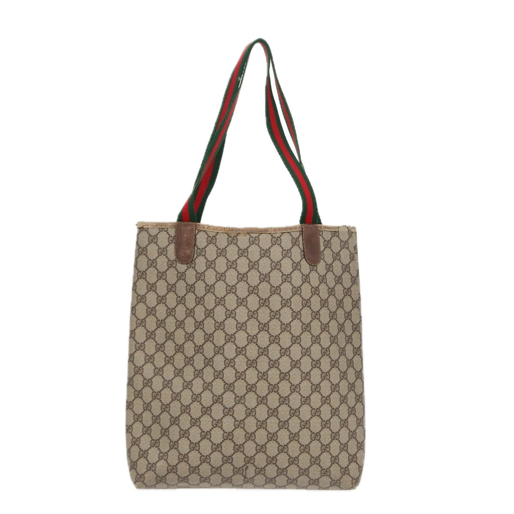 GUCCI GG Supreme Web Sherry Line Tote Bag PVC Beige Gold 39 02 003 88693