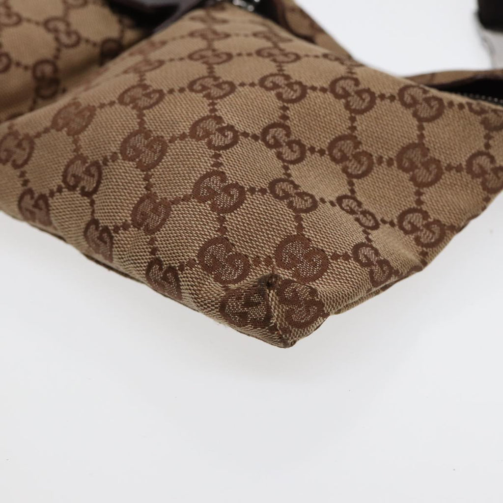 GUCCI GG Canvas Waist bag Beige Brown Silver 28566 88696