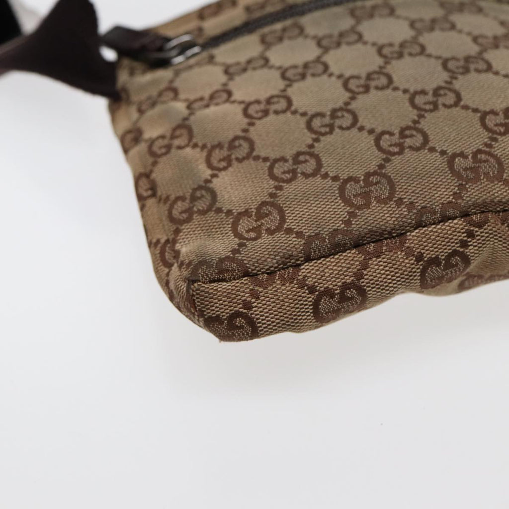 GUCCI GG Canvas Waist bag Beige Brown Silver 28566 88696