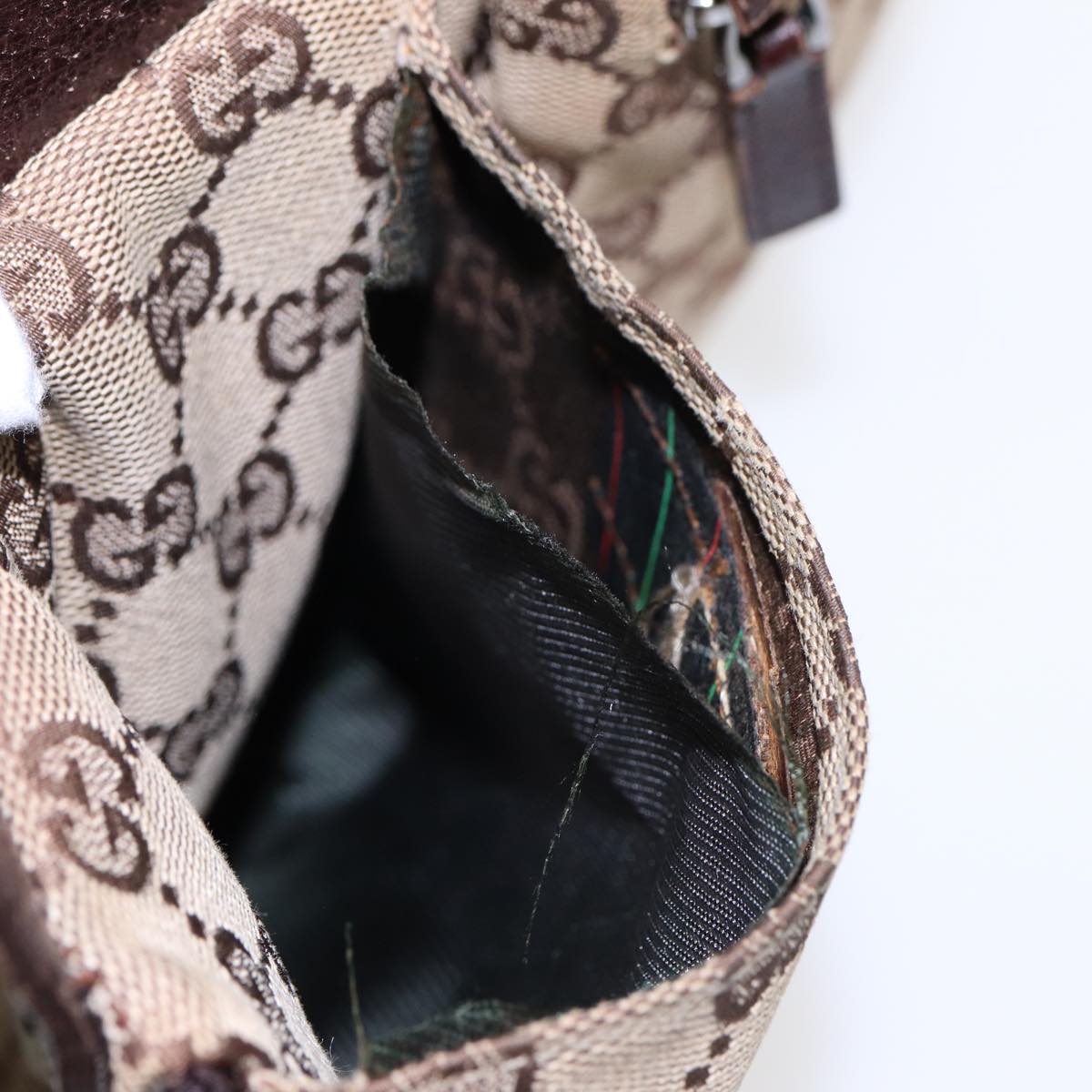 GUCCI GG Canvas Waist bag Beige Brown Silver 28566 88696