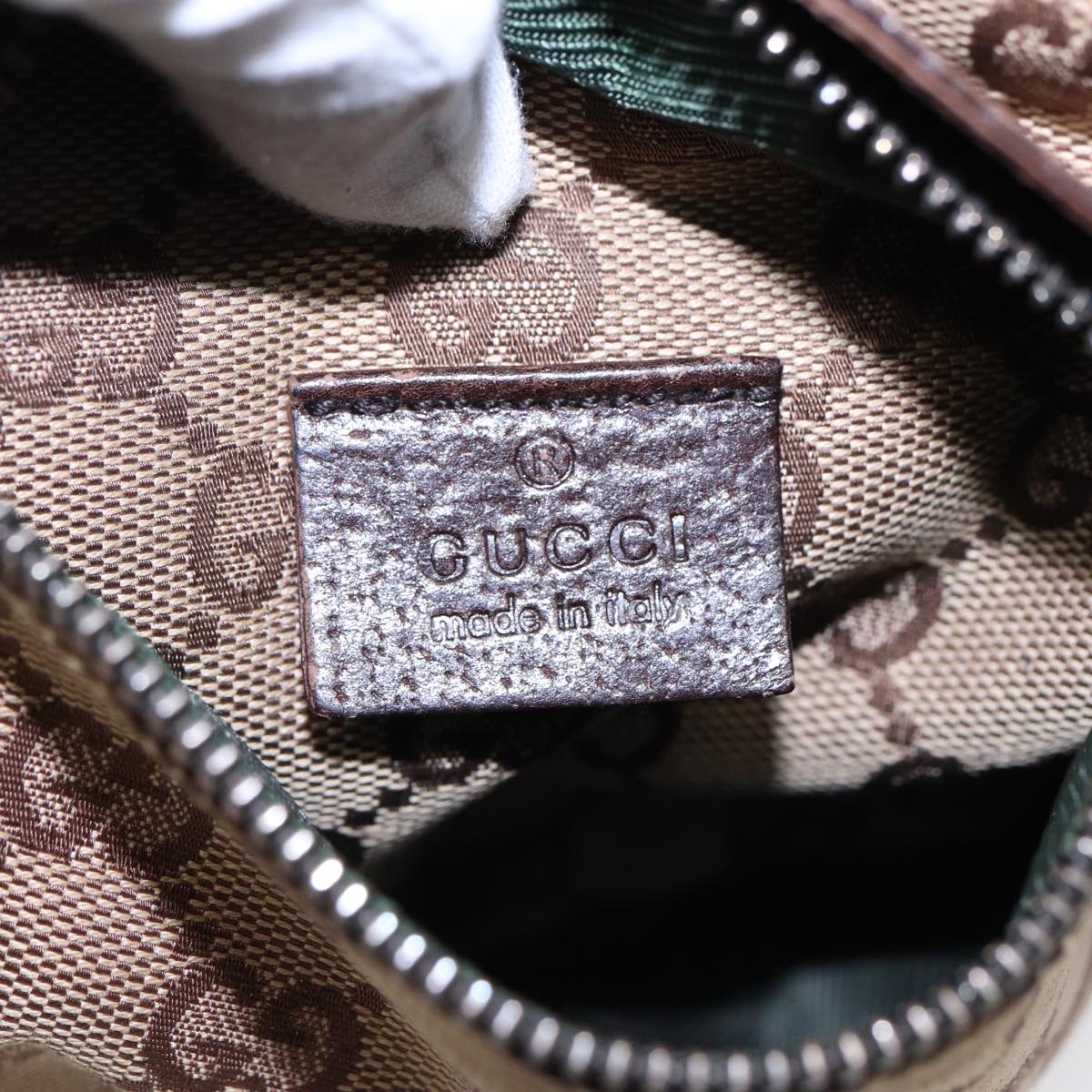 GUCCI GG Canvas Waist bag Beige Brown Silver 28566 88696