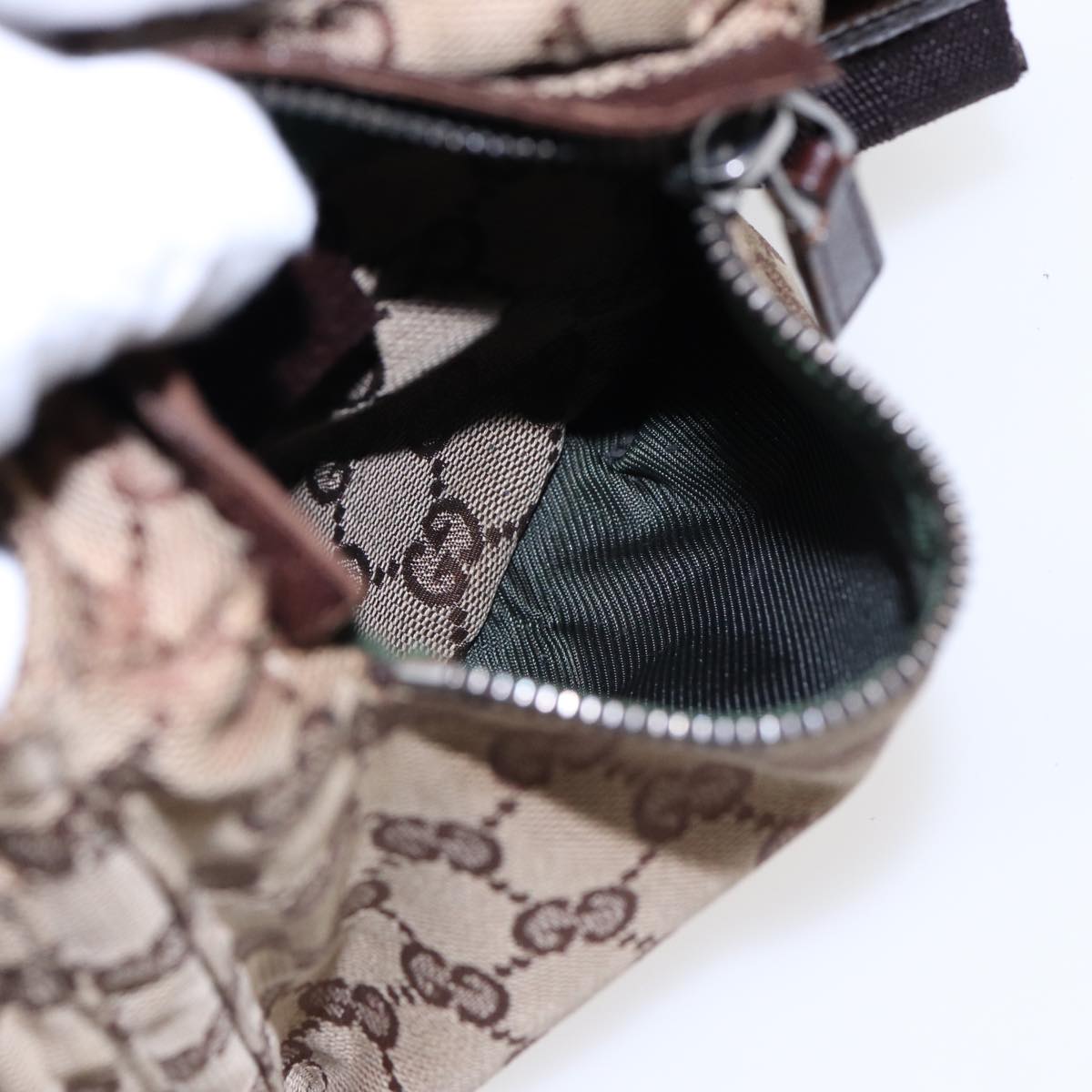 GUCCI GG Canvas Waist bag Beige Brown Silver 28566 88696