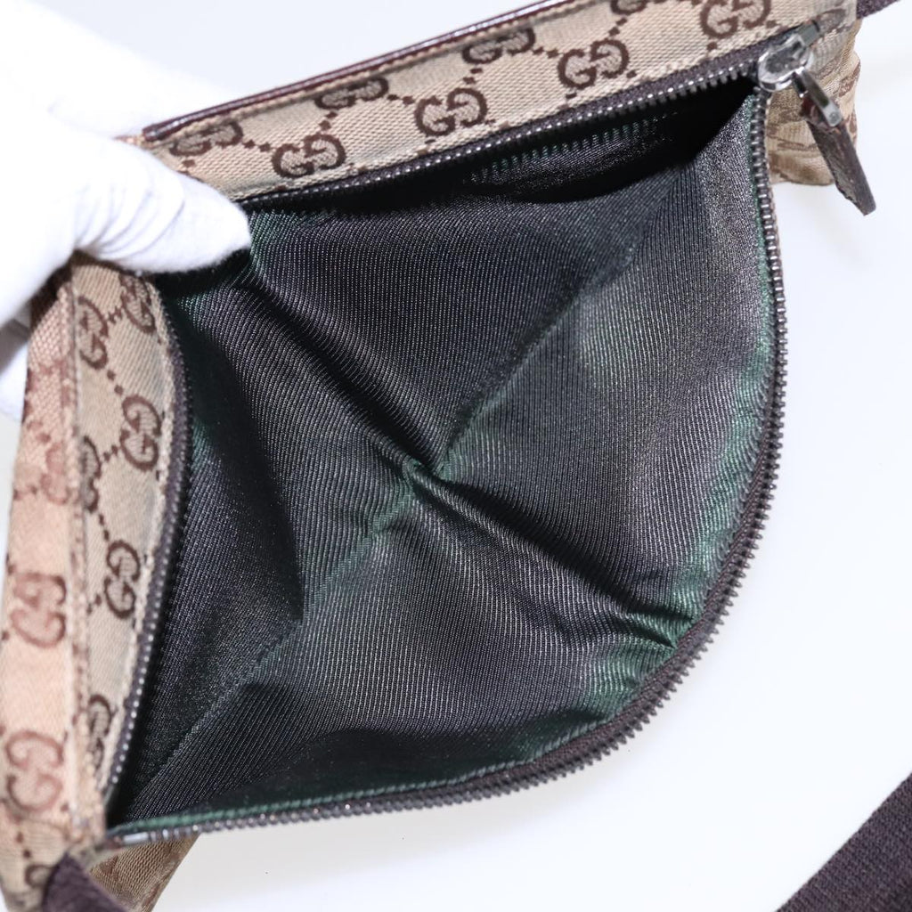 GUCCI GG Canvas Waist bag Beige Brown Silver 28566 88696