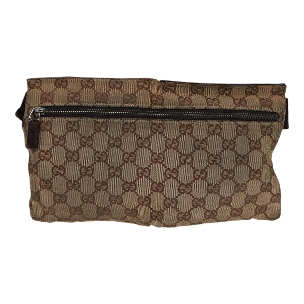 GUCCI GG Canvas Waist bag Beige Brown Silver 28566 88696