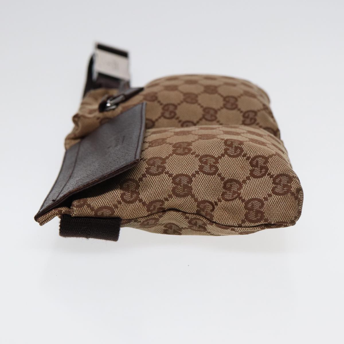 GUCCI GG Canvas Waist bag Beige Brown Silver 28566 88696