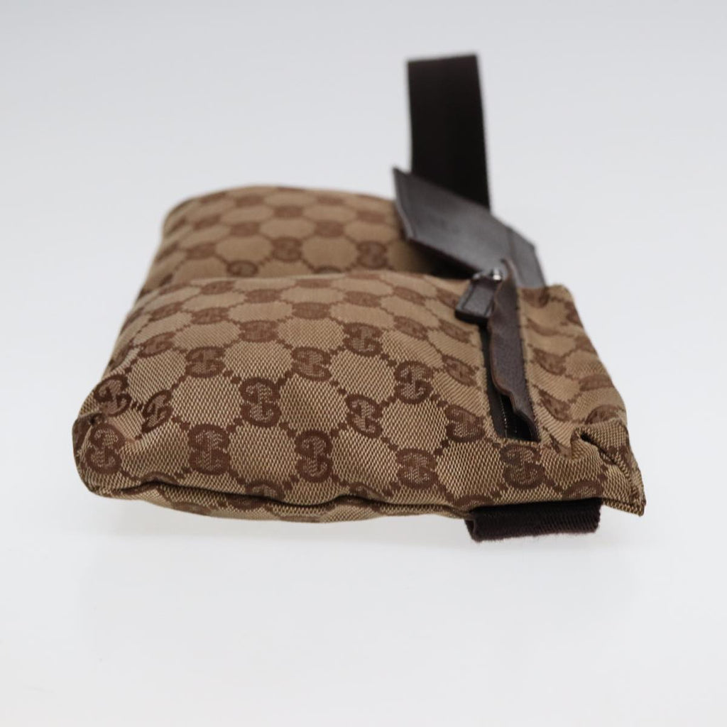 GUCCI GG Canvas Waist bag Beige Brown Silver 28566 88696