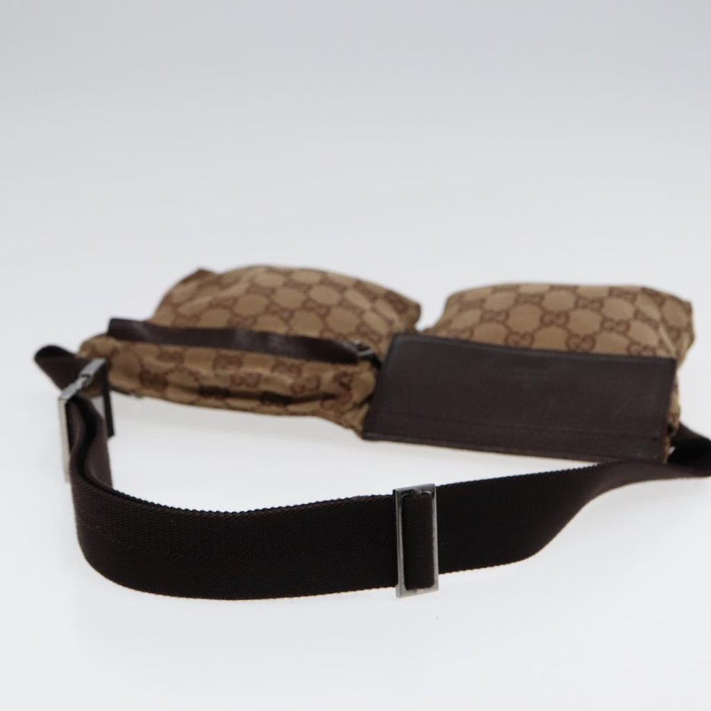GUCCI GG Canvas Waist bag Beige Brown Silver 28566 88696