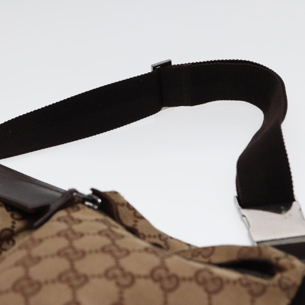 GUCCI GG Canvas Waist bag Beige Brown Silver 28566 88696