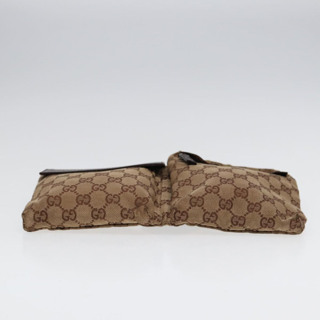 GUCCI GG Canvas Waist bag Beige Brown Silver 28566 88696