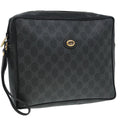 GUCCI GG Supreme Clutch Bag PVC Black Gold 156 01 053 88718