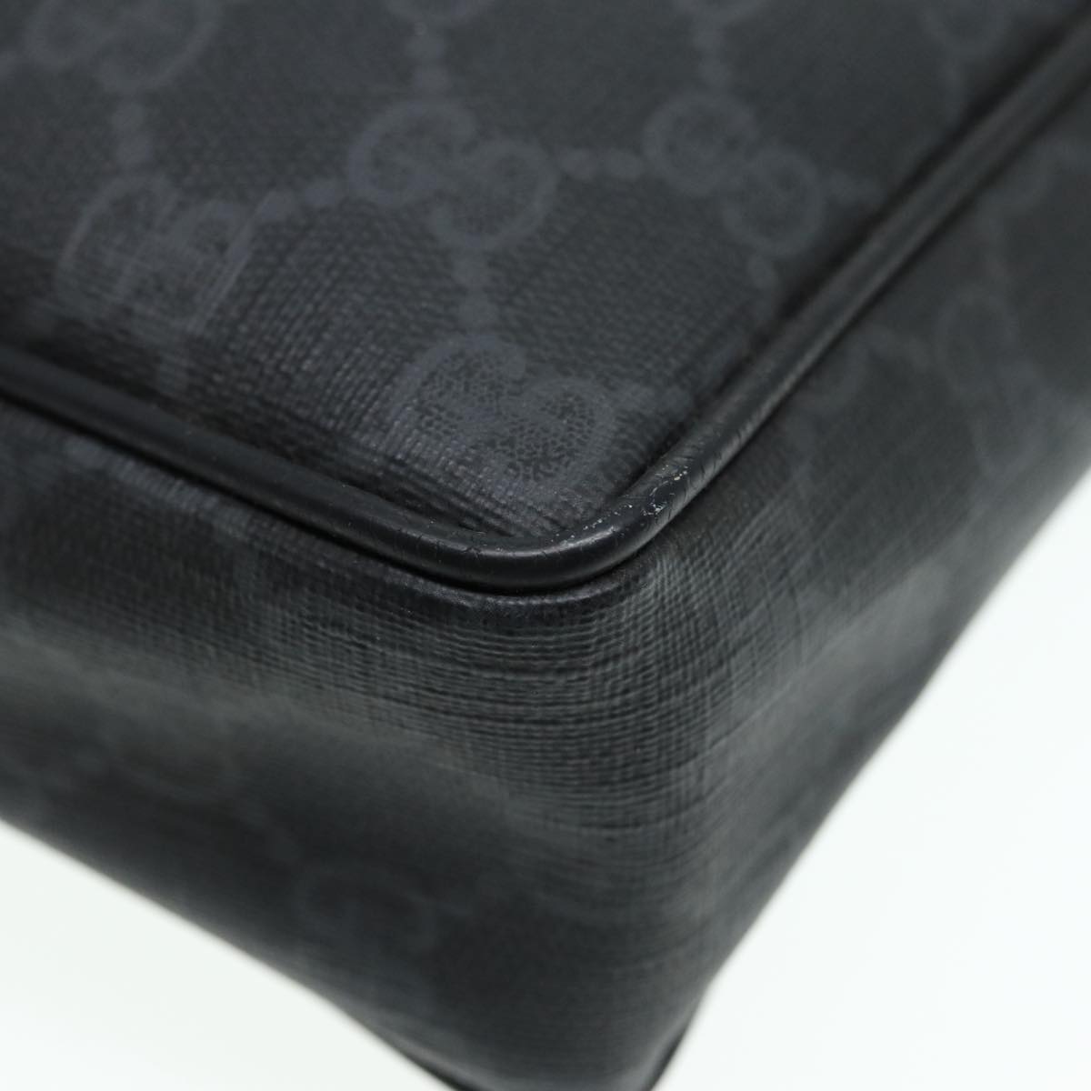 GUCCI GG Supreme Clutch Bag PVC Black Gold 156 01 053 88718