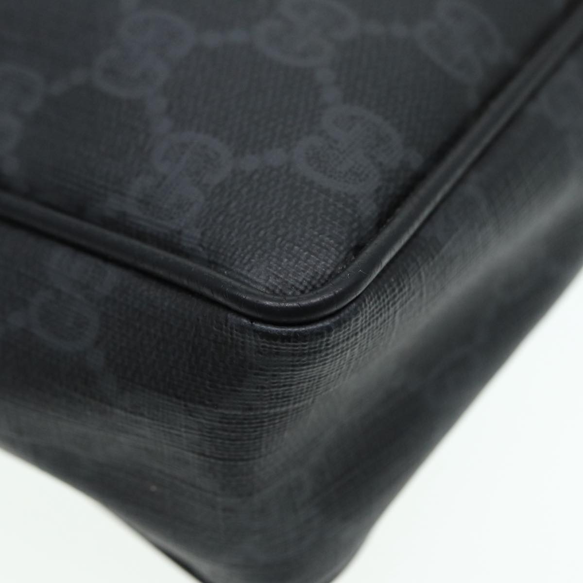 GUCCI GG Supreme Clutch Bag PVC Black Gold 156 01 053 88718
